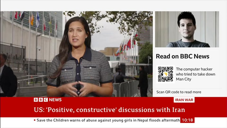 Broadcast still at 18m. BBC News, 26 September 2026.