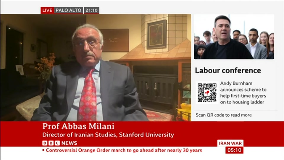 Broadcast still at 10m 30s. BBC News, 27 September 2026.