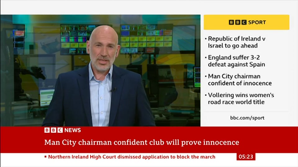 Broadcast still at 23m 30s. BBC News, 27 September 2026.
