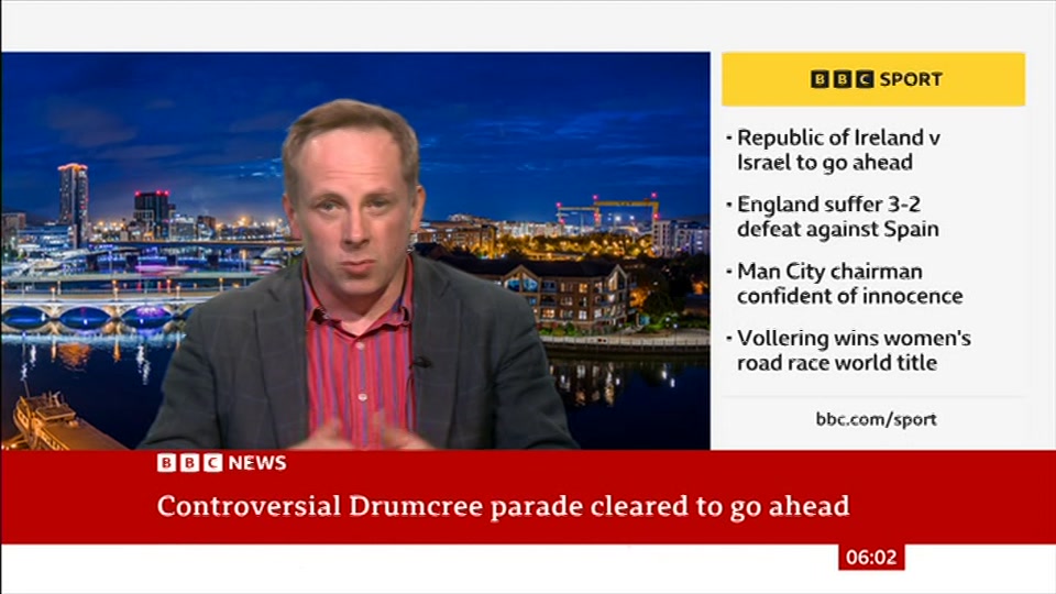 Broadcast still at 2m 30s. BBC News, 27 September 2026.