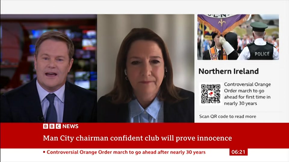 Broadcast still at 21m 30s. BBC News, 27 September 2026.