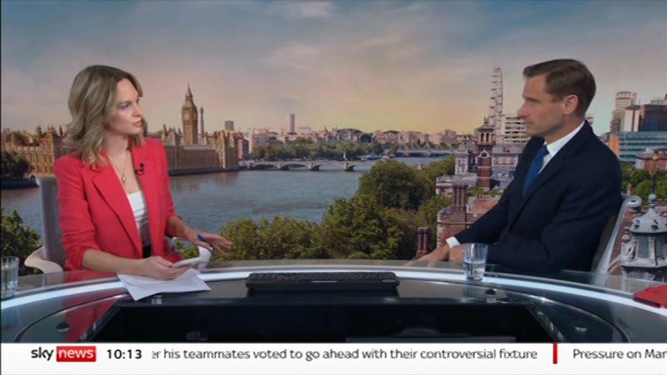 Broadcast still at 13m. Sky News, Sky News Today With Matt Barbet, 27 September 2026.
