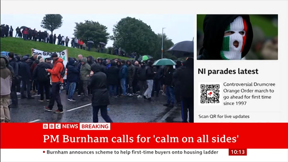 Broadcast still at 13m 30s. BBC News, 27 September 2026.