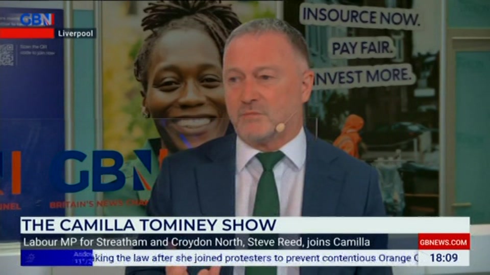 Broadcast still at 9m. GB News, New: The Camilla Tominey Show..., 27 September 2026.