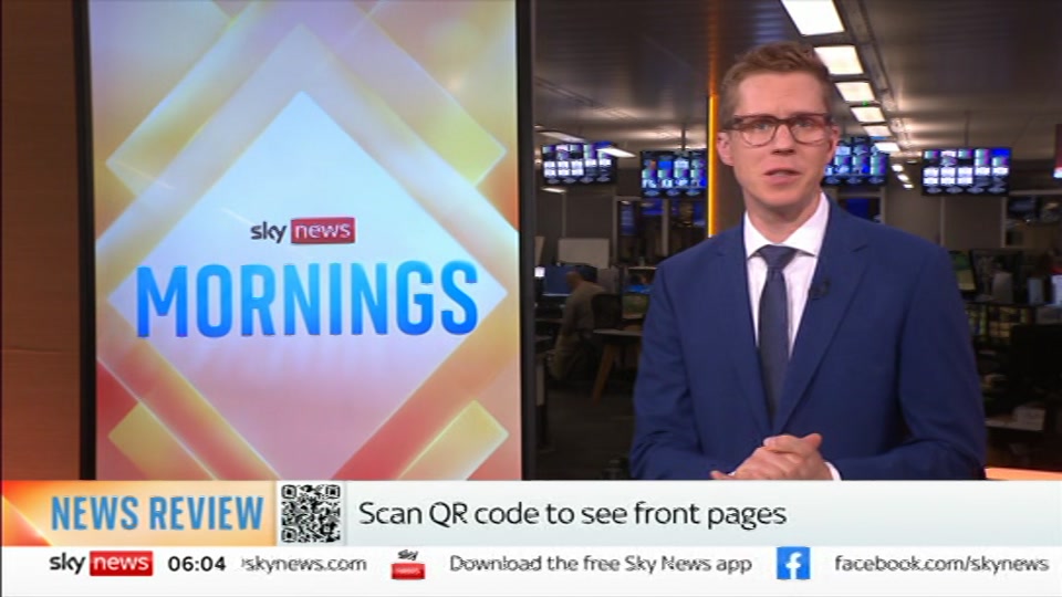 Broadcast still at 4m 30s. Sky News, Mornings, 28 September 2026.