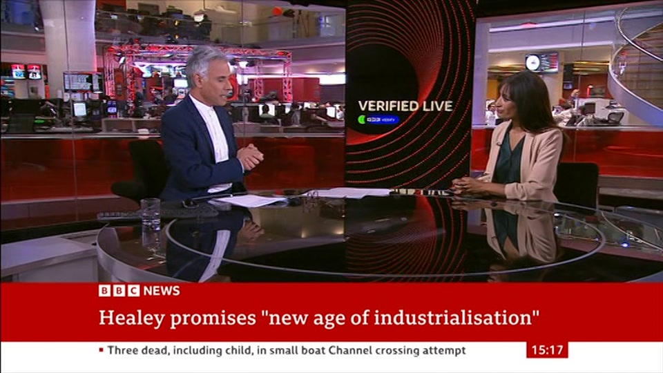 Broadcast still at 17m. BBC News, Verified Live, 28 September 2026.