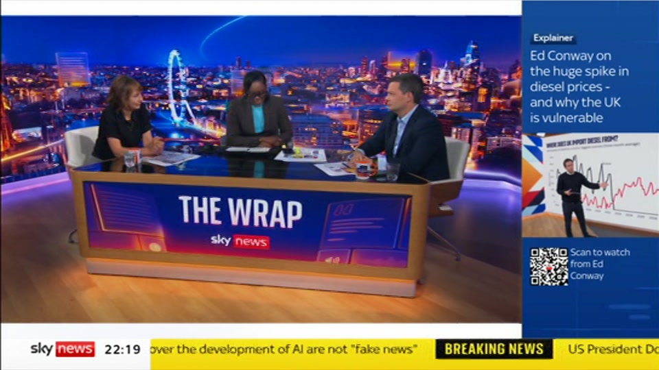 Broadcast still at 19m. Sky News, The Wrap With Anna Botting, 28 September 2026.