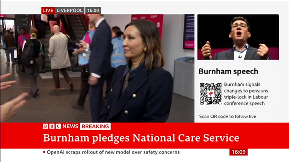Broadcast still at 9m. BBC News, Verified Live, 29 September 2026.