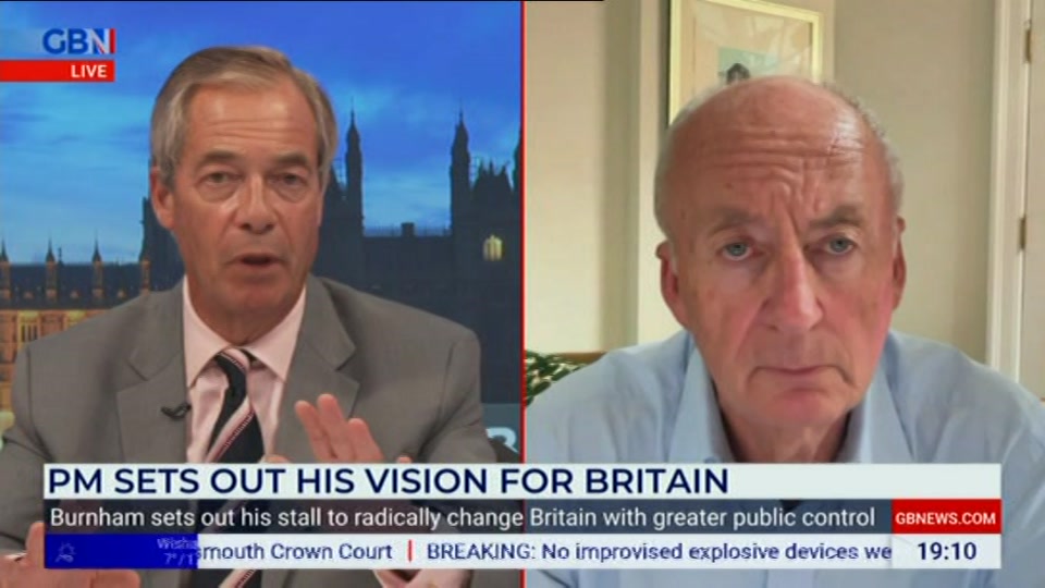 Broadcast still at 10m 30s. GB News, New: Farage, 29 September 2026.