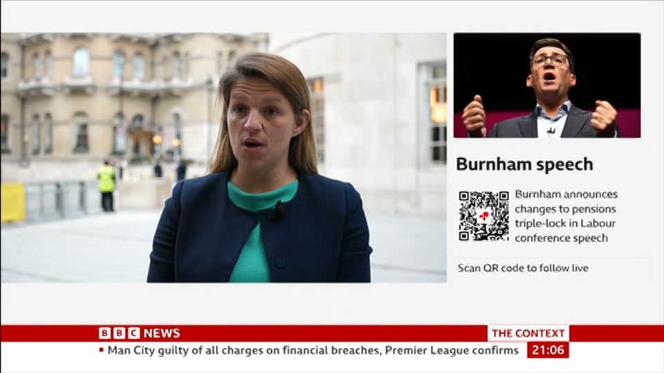 Broadcast still at 6m 30s. BBC News, The Context, 29 September 2026.