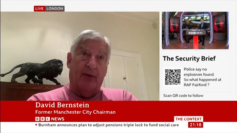 Broadcast still at 18m 30s. BBC News, The Context, 29 September 2026.