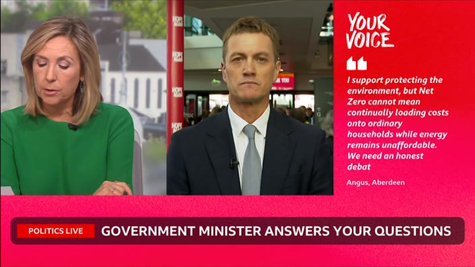 Broadcast still at 21m. BBC Two, Politics Live, 30 September 2026.
