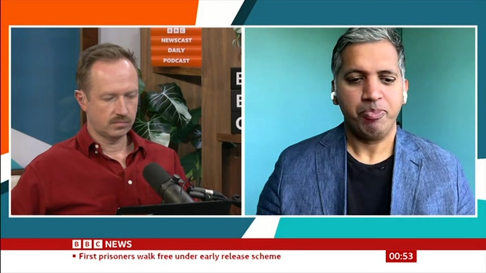Broadcast still at 23m 30s. BBC News, Newscast, 1 October 2026.