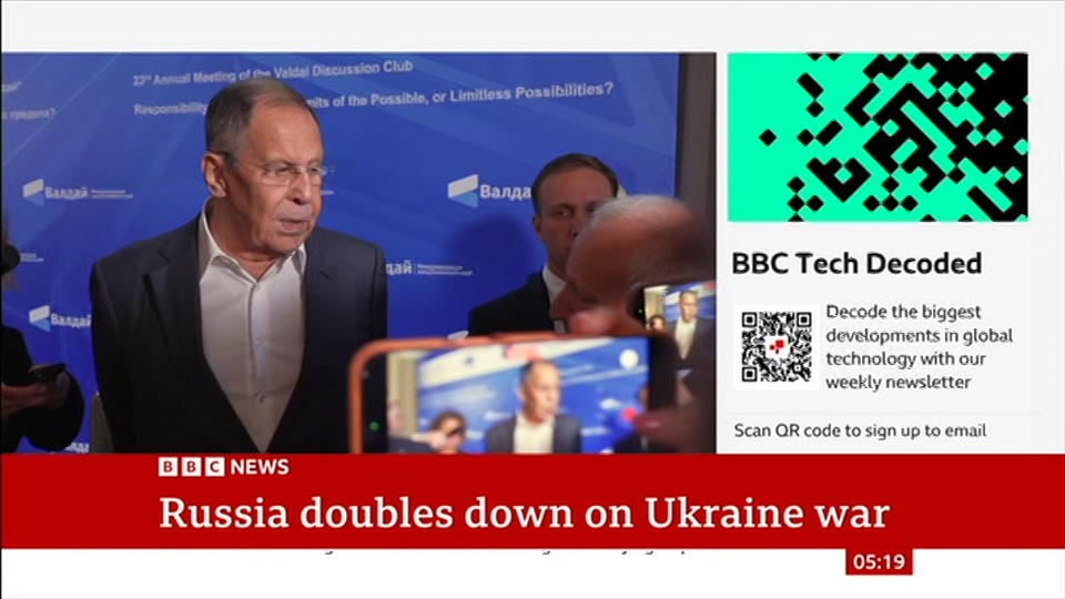 Broadcast still at 19m 30s. BBC News, 1 October 2026.