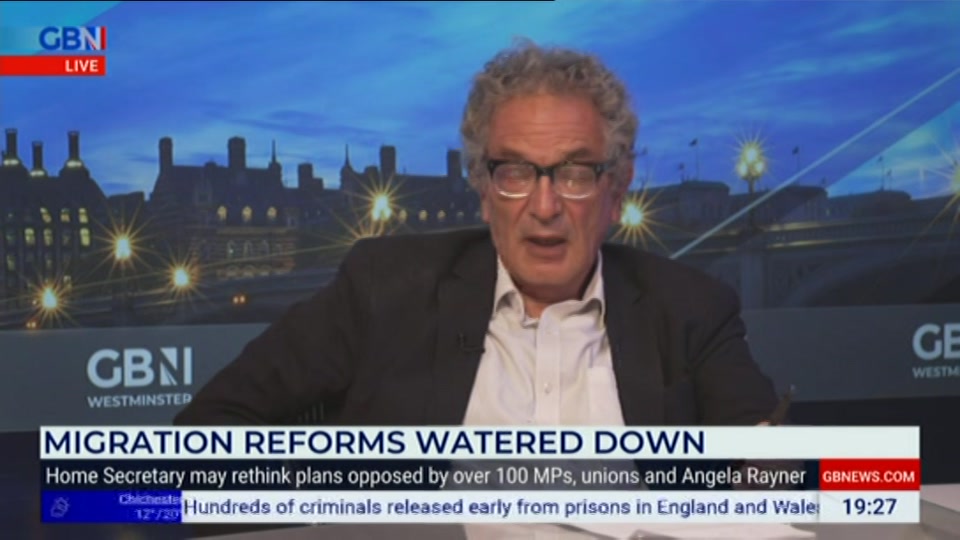 Broadcast still at 27m. GB News, Farage, 1 October 2026.