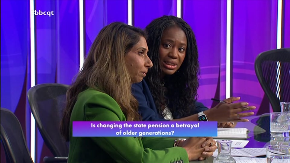 Broadcast still at 12m 30s. BBC One, Question Time, 1 October 2026.
