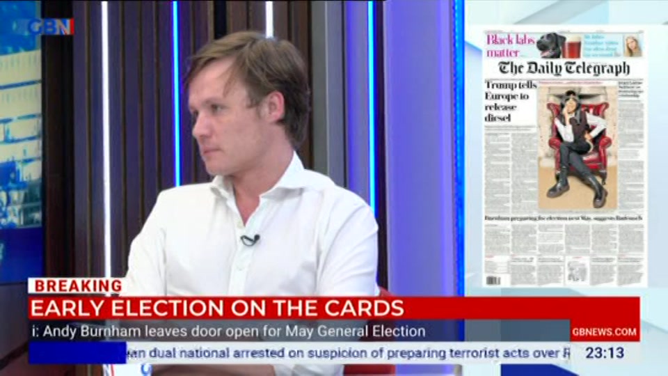 Broadcast still at 13m. GB News, Patrick Christys Tonight Late, 1 October 2026.