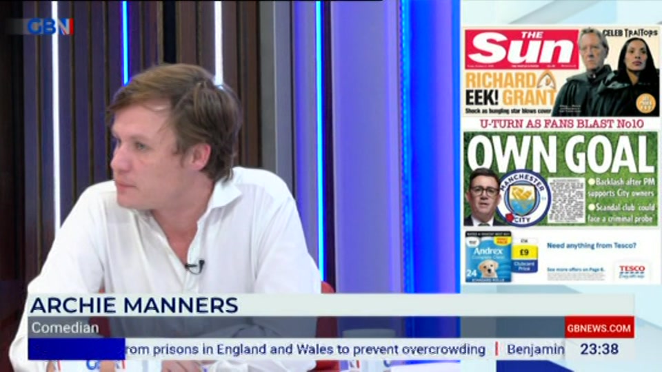 Broadcast still at 38m. GB News, New: Patrick Christys Tonight Late..., 1 October 2026.
