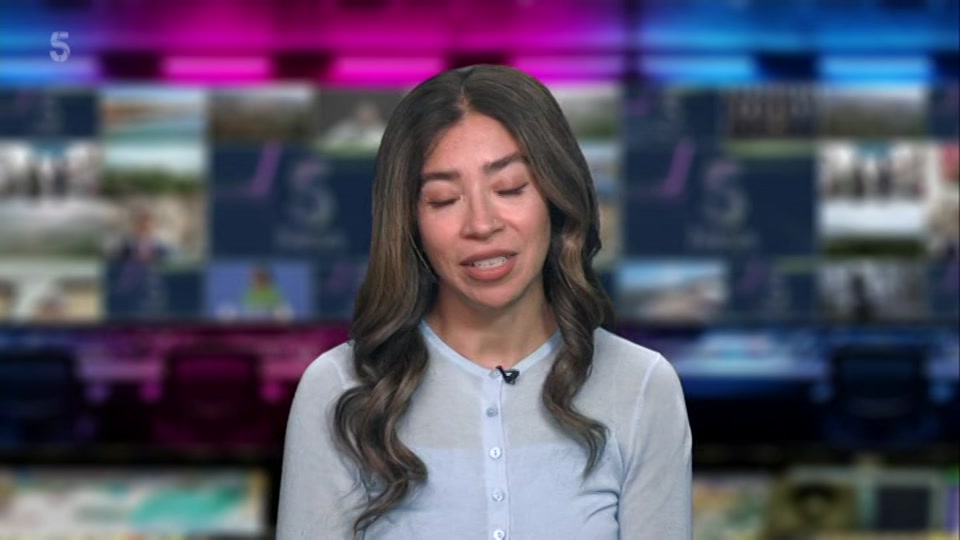Broadcast still at 2m. Channel 5, 5 News at Lunchtime, 2 October 2026.