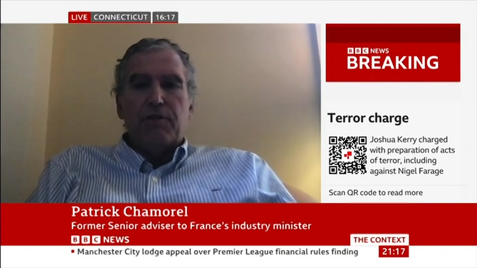 Broadcast still at 17m 30s. BBC News, The Context, 2 October 2026.