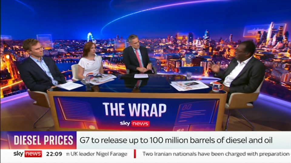 Broadcast still at 9m 30s. Sky News, The Wrap With Gillian Joseph, 2 October 2026.