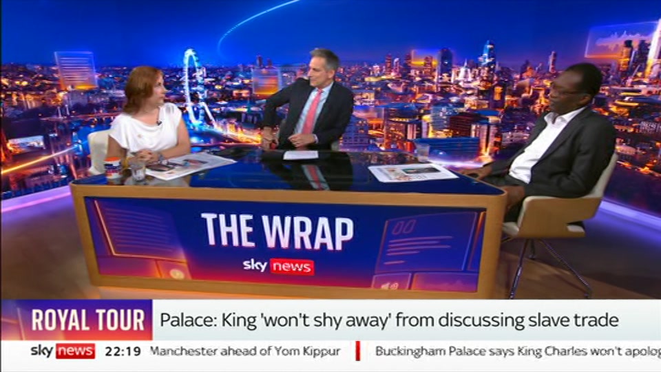 Broadcast still at 19m. Sky News, The Wrap With Gillian Joseph, 2 October 2026.