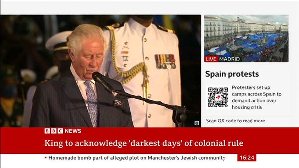 Broadcast still at 24m 30s. BBC News, 3 October 2026.