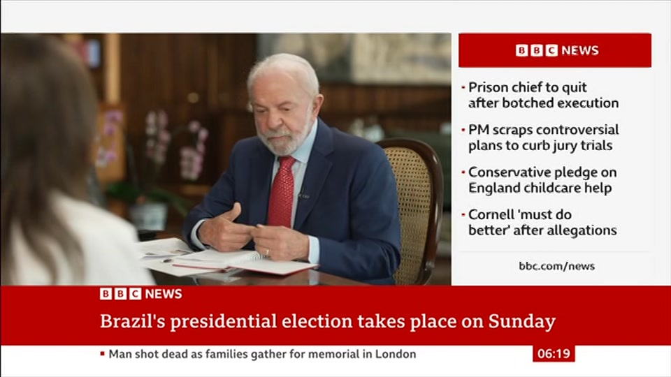 Broadcast still at 19m. BBC News, 4 October 2026.