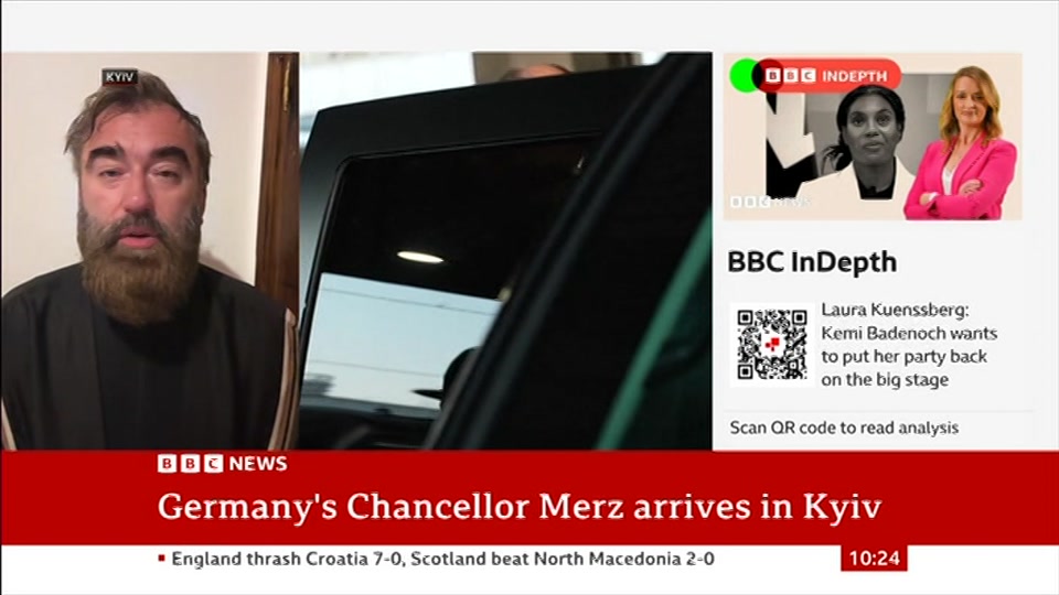 Broadcast still at 24m 30s. BBC News, 4 October 2026.