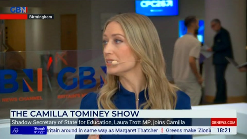 Broadcast still at 21m. GB News, New: The Camilla Tominey Show..., 4 October 2026.