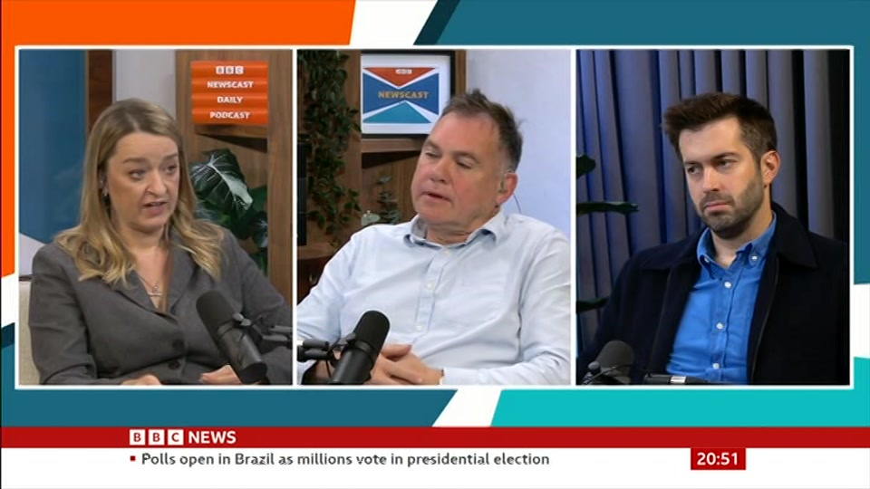 Broadcast still at 21m 30s. BBC News, Newscast, 4 October 2026.