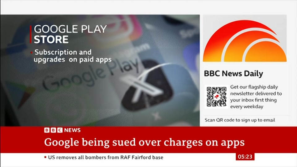 Broadcast still at 23m 30s. BBC News, 5 October 2026.