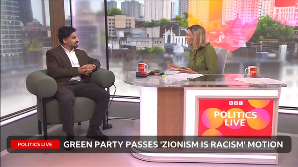 Broadcast still at 34m. BBC Two, Politics Live, 5 October 2026.
