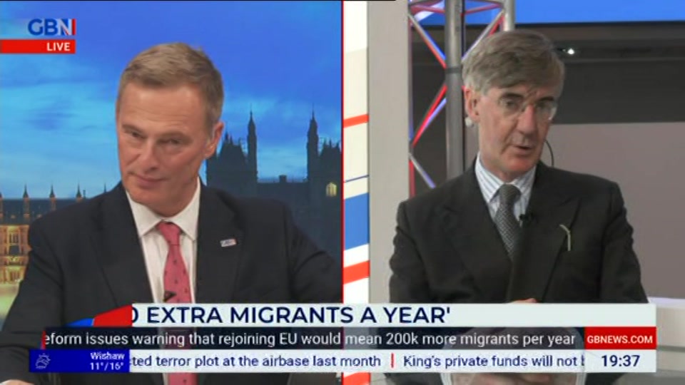 Broadcast still at 37m 30s. GB News, New: Farage, 5 October 2026.
