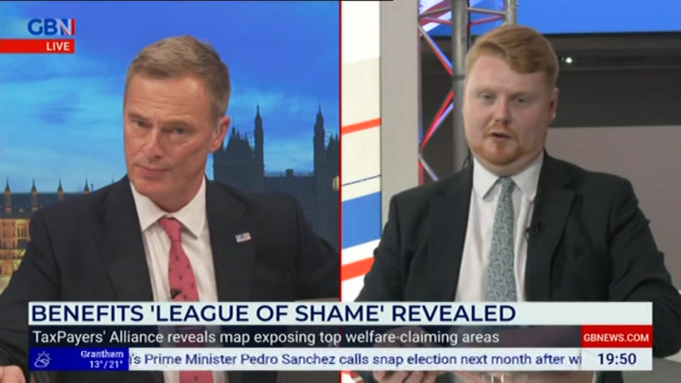 Broadcast still at 50m. GB News, New: Farage, 5 October 2026.