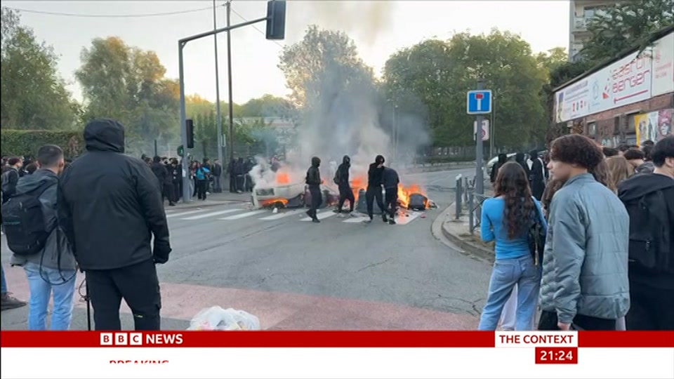 Broadcast still at 24m 30s. BBC News, The Context, 5 October 2026.