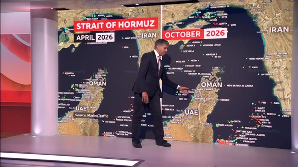 Broadcast still at 9m 30s. BBC One, BBC News and Weather, 5 October 2026.