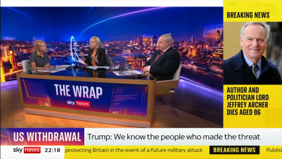 Broadcast still at 18m. Sky News, The Wrap With Anna Botting, 5 October 2026.