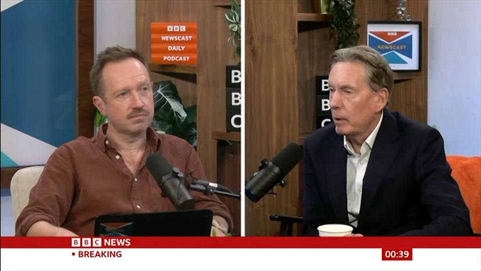 Broadcast still at 9m 30s. BBC News, Newscast, 5 October 2026.