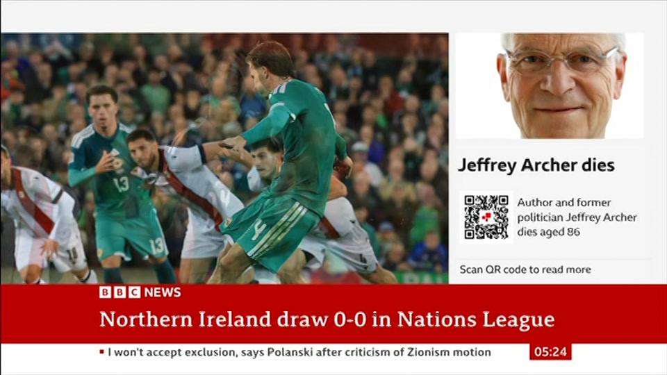 Broadcast still at 24m 30s. BBC News, 6 October 2026.