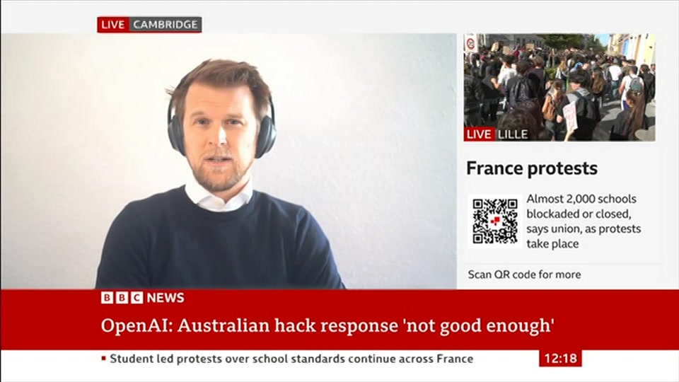 Broadcast still at 18m. BBC News, BBC News Now, 6 October 2026.