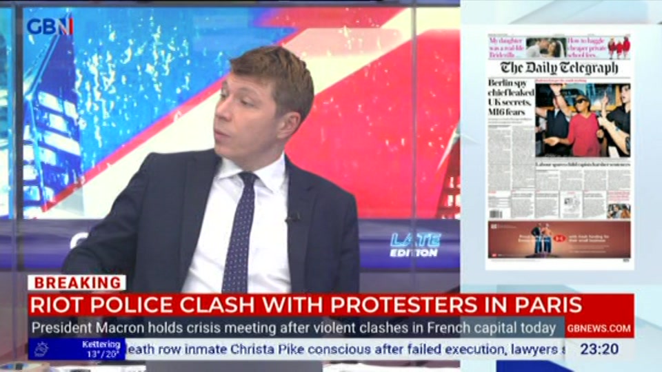 Broadcast still at 20m. GB News, New: Patrick Christys Tonight Late..., 6 October 2026.