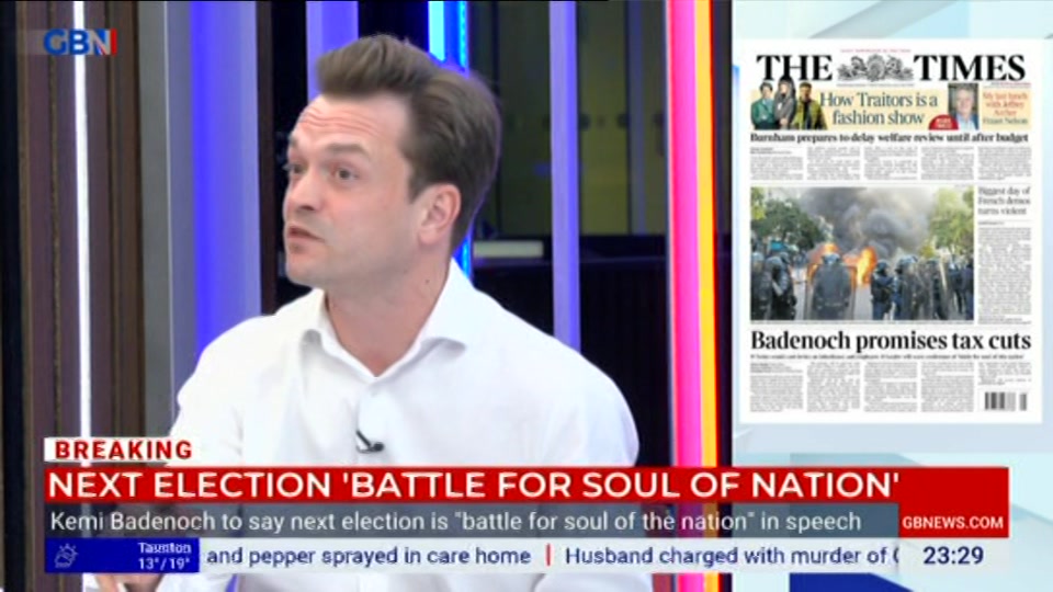Broadcast still at 29m. GB News, New: Patrick Christys Tonight Late..., 6 October 2026.