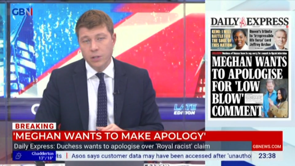 Broadcast still at 38m 30s. GB News, New: Patrick Christys Tonight Late..., 6 October 2026.