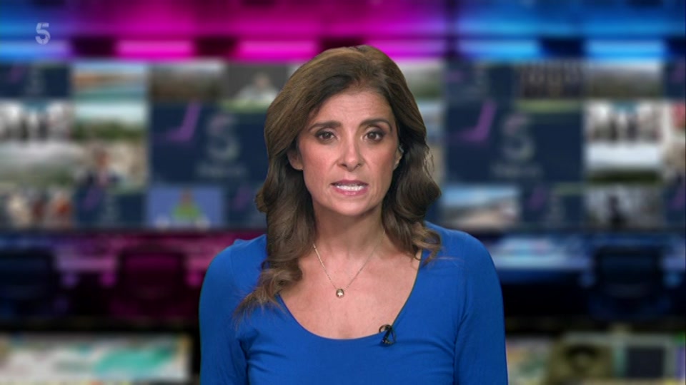 Broadcast still at 2m 30s. Channel 5, 5 News at Lunchtime, 6 October 2026.