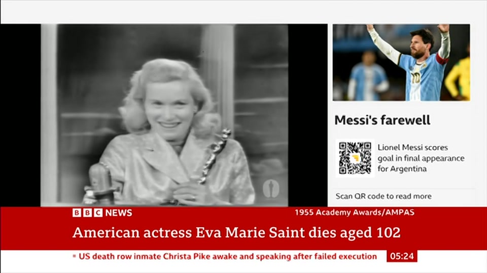 Broadcast still at 24m. BBC News, 7 October 2026.