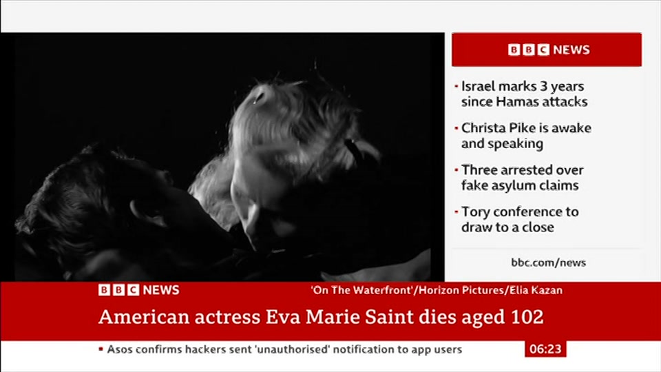Broadcast still at 23m 30s. BBC News, 7 October 2026.