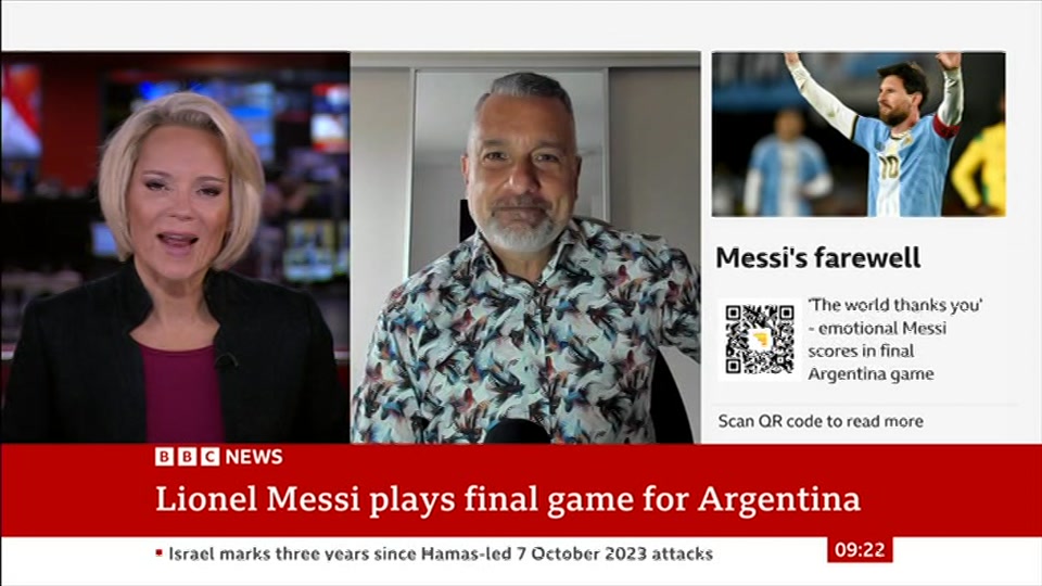 Broadcast still at 22m. BBC News, 7 October 2026.