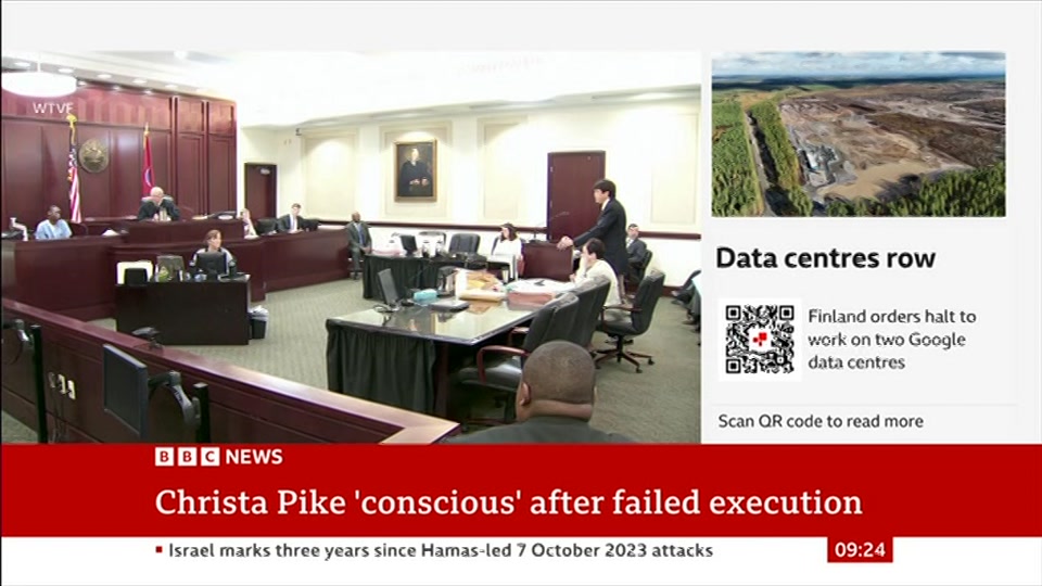 Broadcast still at 24m 30s. BBC News, 7 October 2026.