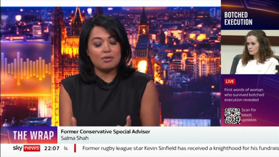 Broadcast still at 7m. Sky News, The Wrap With Anna Botting, 7 October 2026.